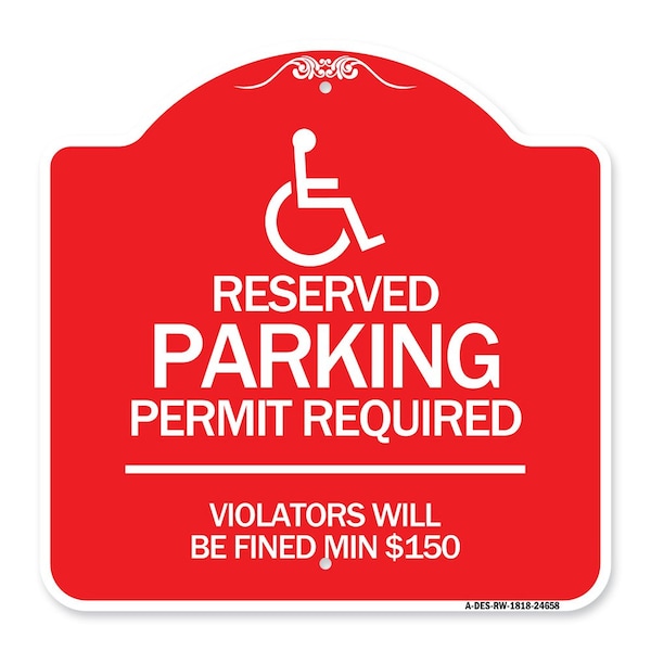 Signmission Connecticut Reserved Parking Permit Required Violators Fined Min $150 Alum, 18" x 18", RW-1818-24658 A-DES-RW-1818-24658 - main